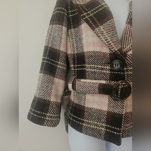 Cabi Plaid Belted Short Jacket Wool Blend Blazer 8 - Picture 7 of 16